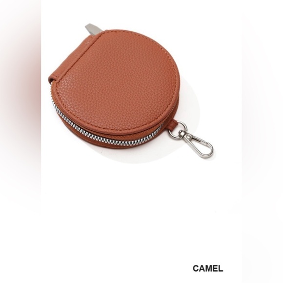 New!Camel Tan VEGAN LEATHER CROSSBODY DUO WALLET HANDBAG - Picture 5 of 7